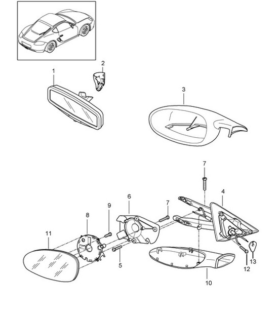 Specchio interno / Specchio esterno 987C.2 Cayman 2009-12