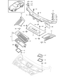 Filtro de partículas / Revestimiento panel de capó 987C.2 Cayman 2009-12 Filtro de partículas / Revestimiento panel de capó 987C.2 Cayman 2009-12