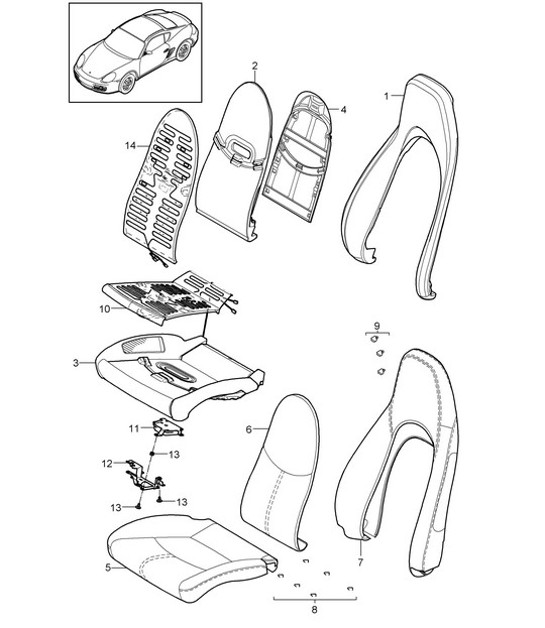 Parte in schiuma / Fodera / Sedile standard / Sedile comfort (PR:369,370,437,438) 987C.2 Cayman 2009-12