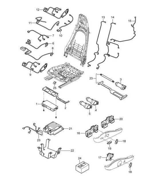 Cablaggi / Interruttore / Centralina / Motore elettrico / Sedile standard / Sedile comfort (PR:369,370, 437,438) 987C.2 Cayman 2009-12