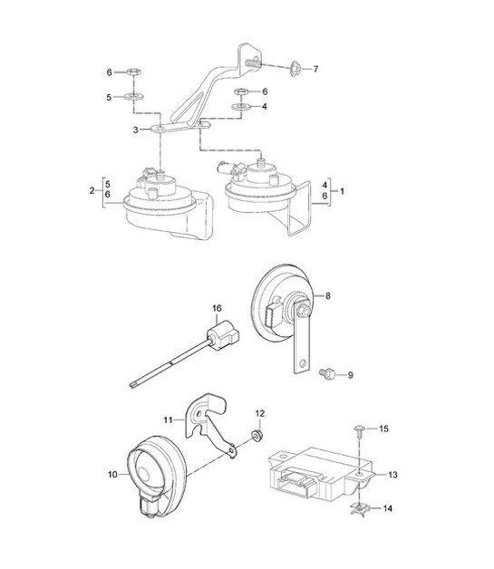 Diagram 903-000 Porsche Cayenne S V6 3.0L Hybride 380 pk Elektrische apparatuur
