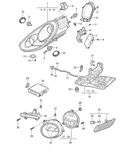 Diagram 905-001 Porsche 996 C4 3.4L 1997-08/01 Elektrische Ausrüstung