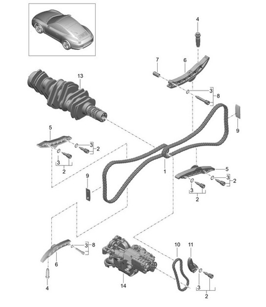 Diagram 103-015 Porsche Cayenne Turbo V8 4.8L Petrol 500HP Engine