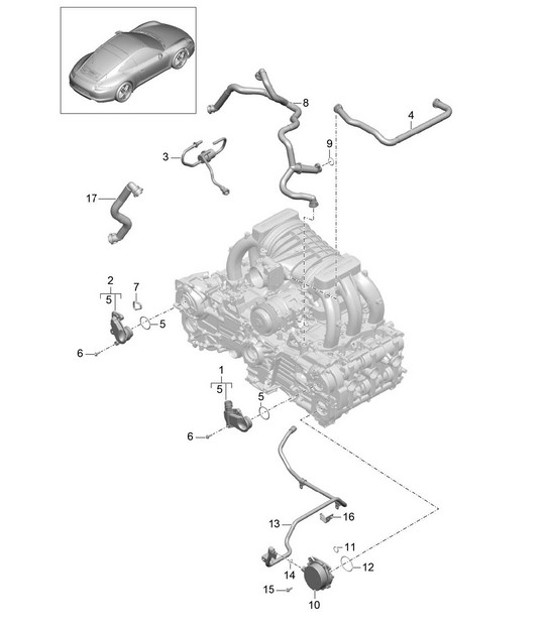 Diagram 104-010 Porsche Cayman 2.9L 987C MKII 2009-12 Engine