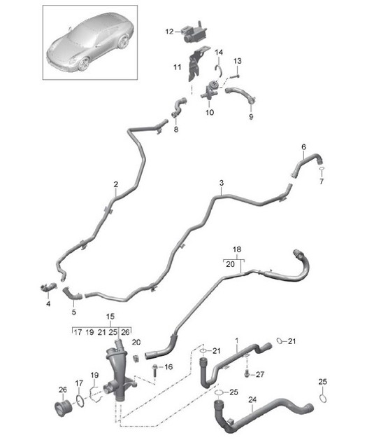 Diagram 105-005 Porsche 996 (911) (1997-2005) Moteur
