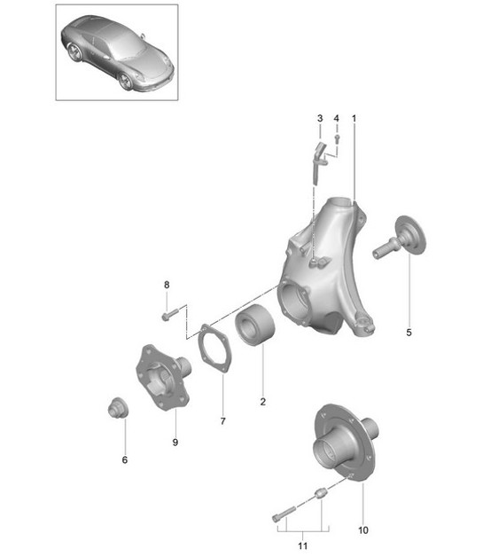 Diagram 401-005 Porsche Panamera 970 MK2 (2014-2016) Front Axle, Steering 