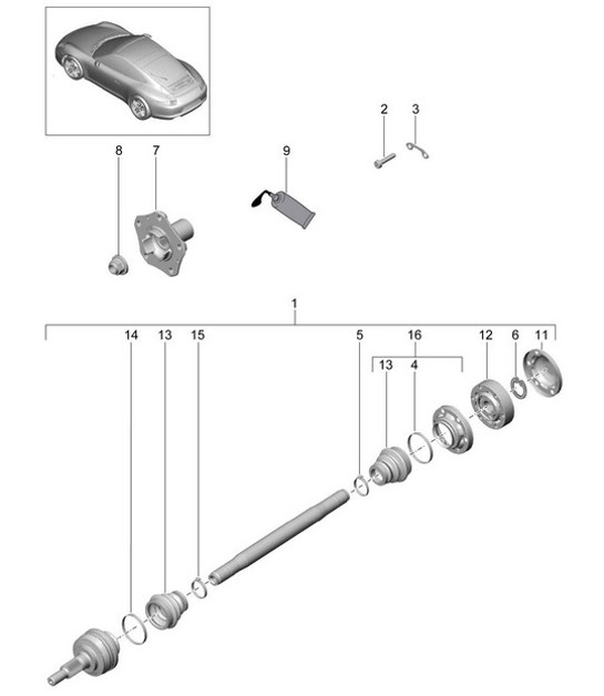 Diagram 501-005 Porsche Boxster GTS 718 4.0L Manual (400 Bhp) Rear Axle