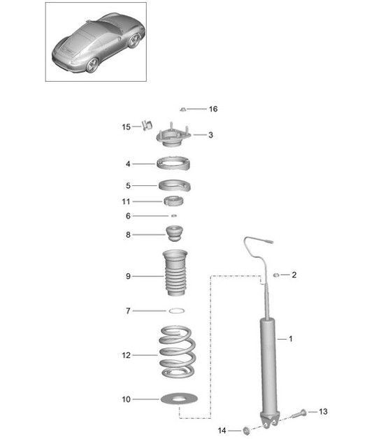 Diagram 502-000 Porsche 997 GT3 2007>> Rear Axle