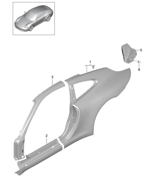 Diagram 801-055 Porsche 991 Cabriolet 2 3.0L (370 ch) Carrosserie