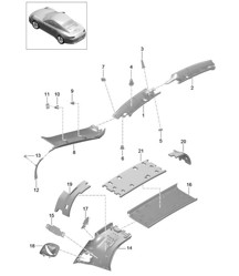 Pilar A / Pilar B / Recubrimiento del panel del capó / Cinturón de roseta - Interior - TARGA - 991.1 2012-16