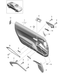 Panneau de porte / Cuir / Alcantara / Garniture / Carbone (PR : 981, 975, XWC) 991.1 2012-16
