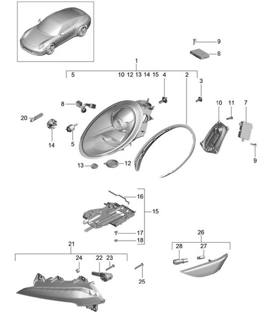 Diagram 905-001 Porsche Cayenne Turbo / Turbo S 4.8L 2007>> Electrical equipment