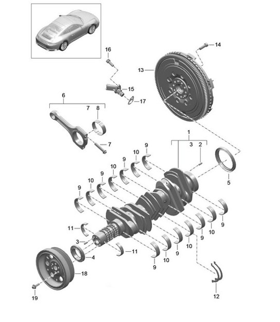 Diagram 102-000 Porsche 996 C4S 3.6L 09/01-2005 Engine