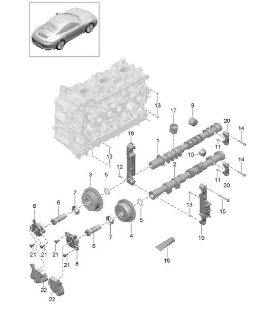 Diagram 103-010 Porsche Cayenne Turbo 4.5L 2003>> Engine
