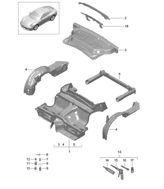 Diagram 801-035 Porsche 996 C4 3.4L 1997-08/01 Body