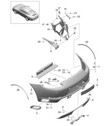REAR bumper - PR:176, Sports Exhaust System - 991.2 Carrera 4 / Carrera 4S / Targa REAR bumper - PR:176, Sports Exhaust System - 991.2 Carrera 4 / Carrera 4S / Targa