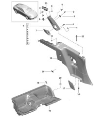 Guarnecido de panel lateral / Espacio de asiento / Pilar B - COUPE - 991.2 Carrera 2017-19