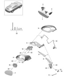 Rétroviseur intérieur / Rétroviseur extérieur - Pack Sport Design, PR:529 - 991.2 Carrera 2017-19