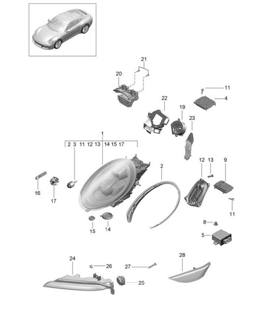 Diagram 905-003 Porsche 991 (911) MK2 2016-2019 Electrical equipment