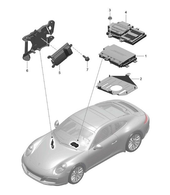 Diagram 911-010 Porsche Cayman S / R 3.4L 987C MKII 2009-12 Electrical equipment