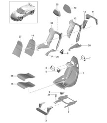 Schalensitz / Sitzrahmen / Bezug / Schaumstoffteil (PR:373,374) 991 GT3 2014-21