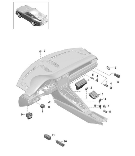 Diagram 903-005 Porsche 991 (911) MK1 2012-2016 Materiale elettrico