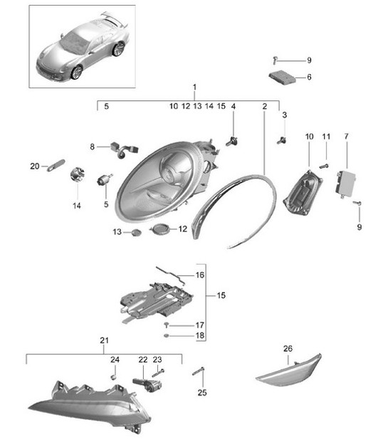 Diagram 905-001 Porsche Cayenne S 4.5L V8 2003>> Electrical equipment