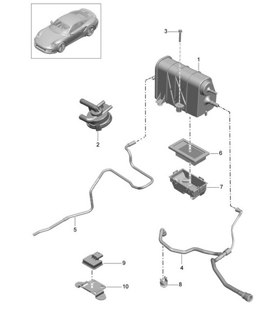 Diagram 201-020 Porsche 991 (911) MK1 2012-2016 Fuel System, Exhaust System
