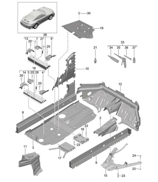 Diagram 801-020 Porsche 991 (911) MK1 2012-2016 Body