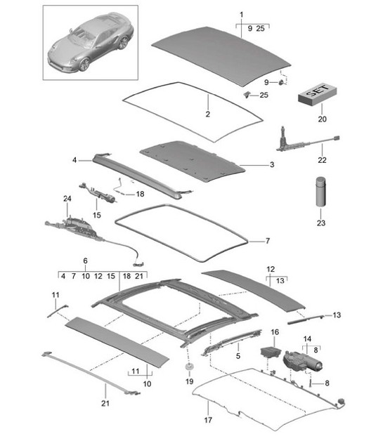 Diagram 811-000 Porsche Cayenne V6 3.0L Benziner 340 PS 