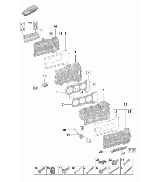 Cylinder head / Cylinder head gasket / Cylinder head cover 992.1 Carrera 2019 - 2024