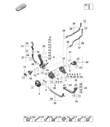 Coolant pump / Cooling thermostat / Thermostat housing  992.1 Carrera 2019 - 2024