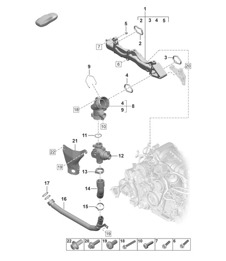 Support de montage / Tuyau de liquide de refroidissement 992.1 Carrera 2019 - 2024