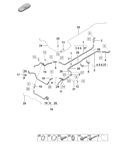 Coolant cooling system / Front end  992.1 Carrera 2019 - 2024