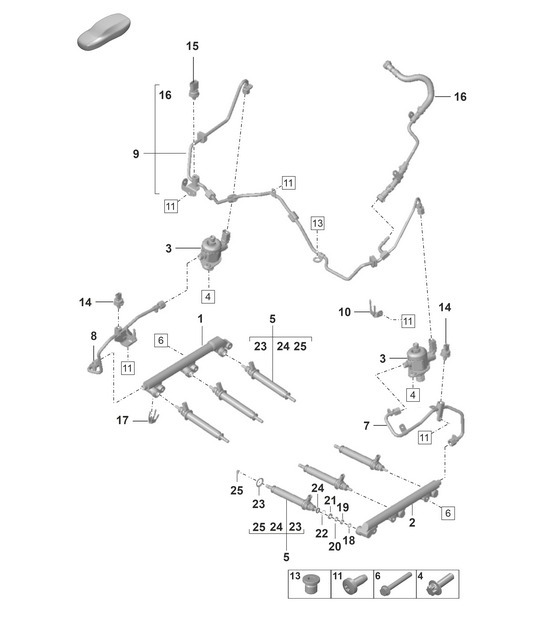 Diagram 107-000 Porsche 992 (911) MK1 2019-2024 Engine