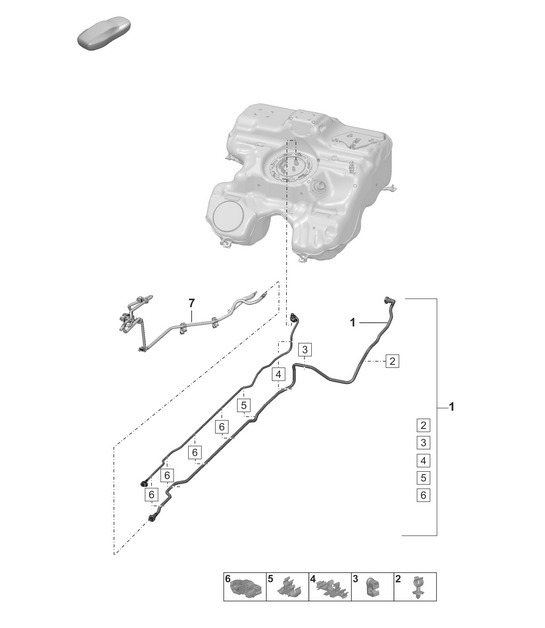 Diagram 201-100 Porsche 992 (911) MK1 2019-2024 Fuel System, Exhaust System