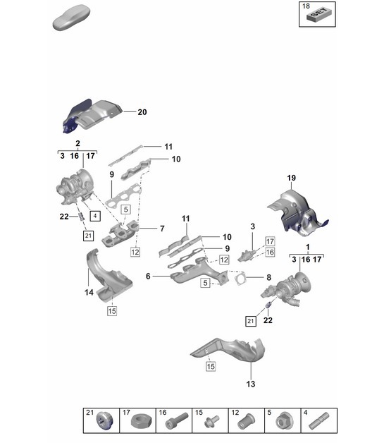 Diagram 202-000 Porsche 992 (911) MK1 2019-2024 Système de carburant, système d'échappement