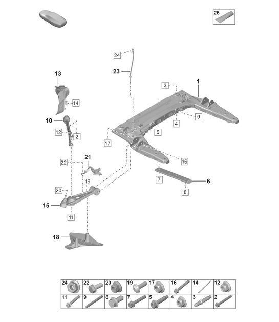 Diagram 401-000 Porsche 356 (1950-1965) Vooras, besturing 