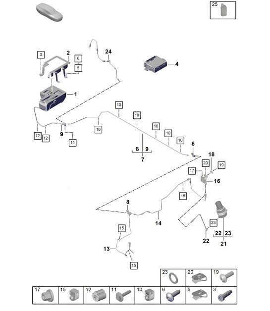 Diagram 402-017 Porsche 924 2.0L 1980-85 Front Axle, Steering 