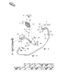 Ligne hydraulique / Bloc de vannes - PDDC - (PR:1P7 - Barre antiroulis, contrôle actif de la carrosserie) 992.1 Carrera 2019 - 2024