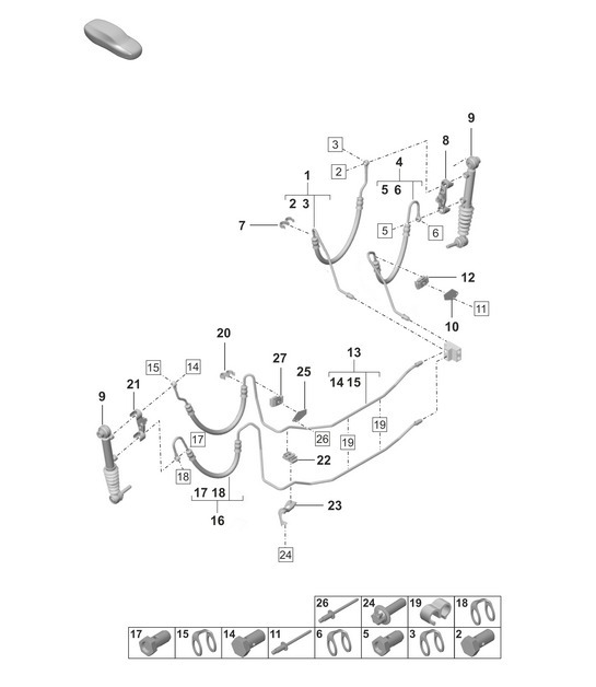 Diagram 402-120 Porsche 924 2.0L 1980-85 Front Axle, Steering 