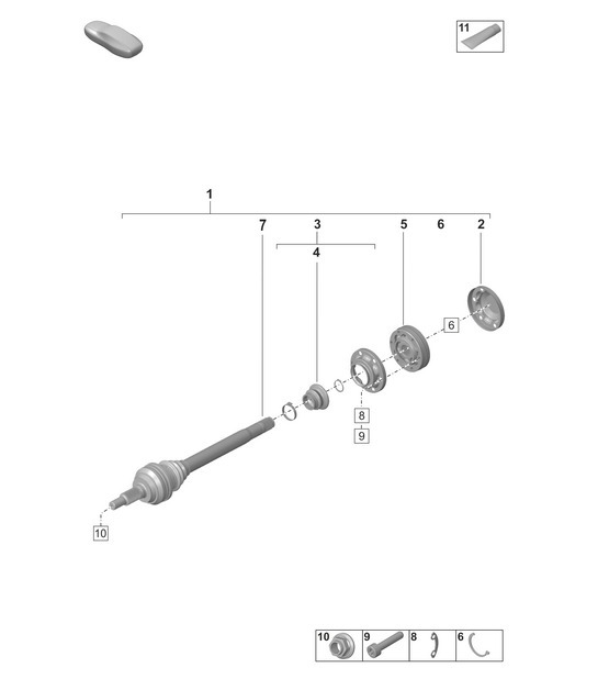 Diagram 501-100 Porsche 997 (911) MK1 2005-2008 Rear Axle