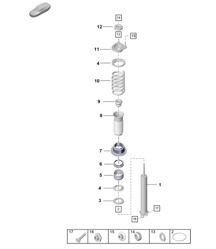 Shock absorber (spring cyl.) / Individual part (PR:1BV, E0W) 992.1 Carrera 2019 - 2024