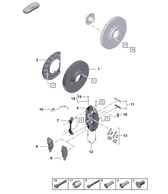 Diagram 602-010 Porsche 911 & 912 (1965-1989) Ruote, freni