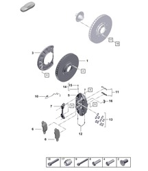 Freno de disco / Eje delantero - 17" rojo/negro - (PR:1LR, 1LS, E0W) 992.1 Carrera 2019 - 2024