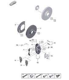 Disc brake /  Front axle  -  17' red/black - (PR:1LR, 1LS, E0W)  992.1 Carrera 2019 - 2024