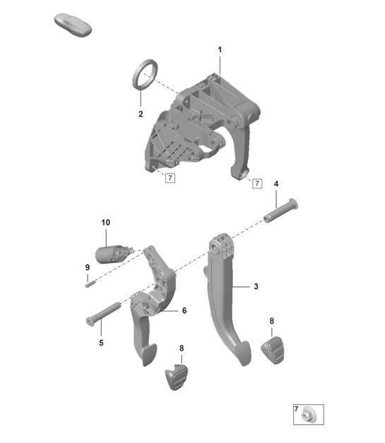 Diagram 702-000 Porsche 992 (911) MK1 2019-2024 Hand Lever System, Pedal Cluster 