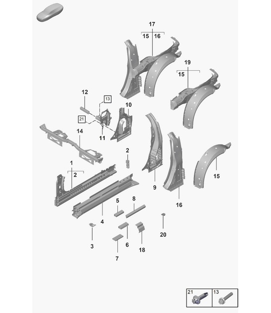 Sill / Side part - Targa  - INNER - 992.1 Carrera 2019 - 2024