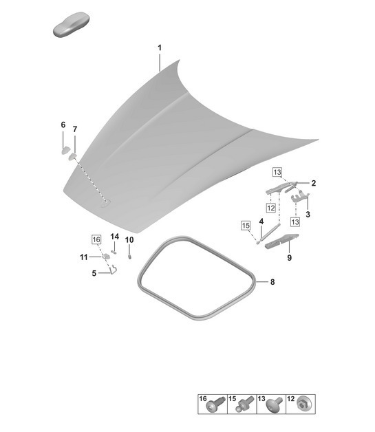 Diagram 803-000 Porsche Macan (95B) MK1 (2014-2018) Carrosserie