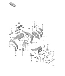 Schallabsorber / Dämpfung / Karosserie - Coupé (PR:K8C) - 992.1 Carrera 2019 - 2024